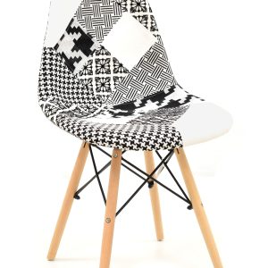 Silla STAR, madera, tejido patchwork combi bgn