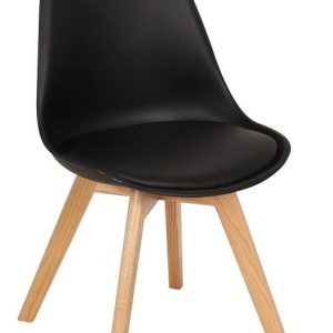 Silla TORRE 4P ( SU ), madera, polipropileno y cojín negro