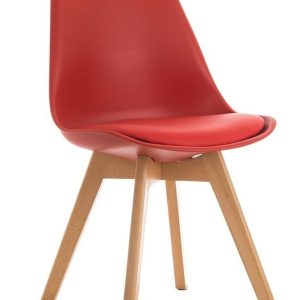 Silla TORRE 4P (SU), madera, polipropileno y cojín rojo