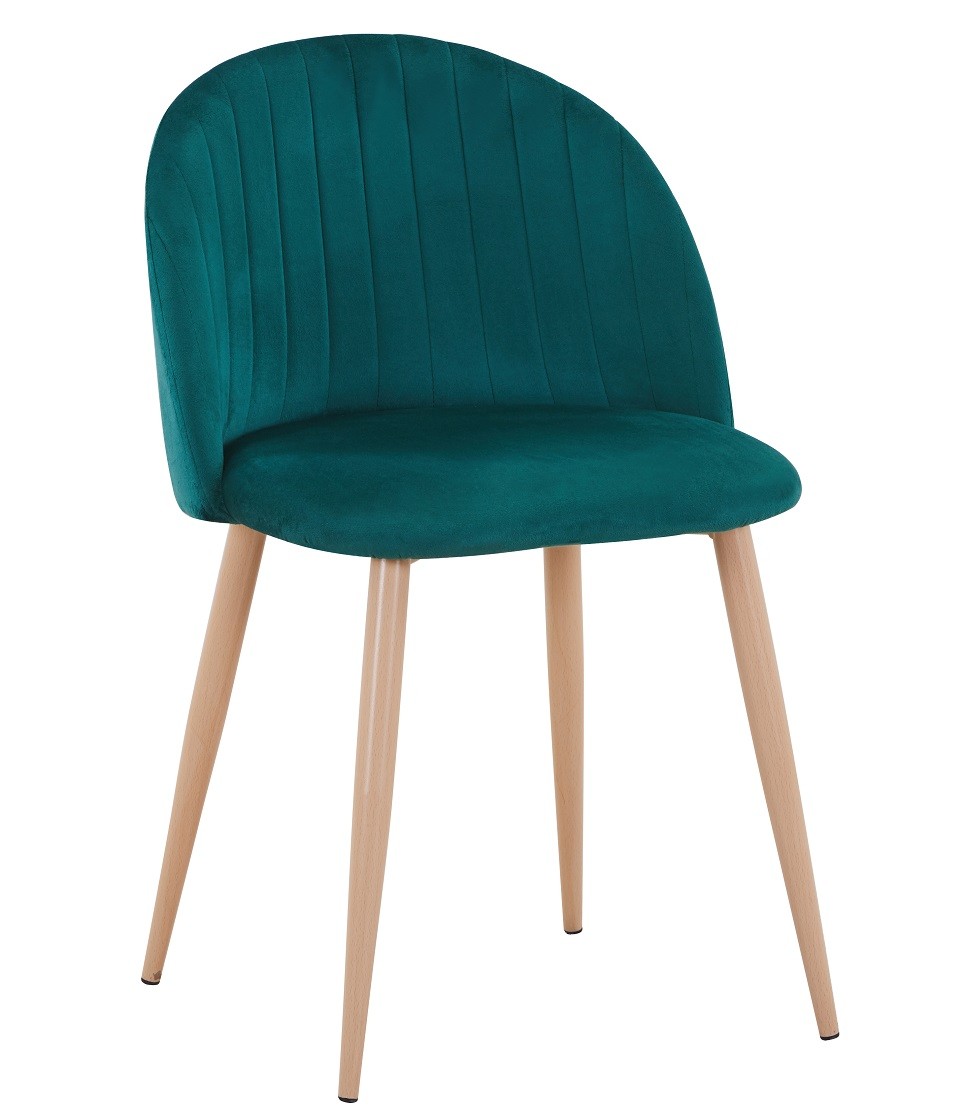 Silla VELVET NEW, patas metálicas, terciopelo verde 56
