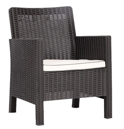 Sillón ADRIATICO, polipropileno marrón chocolate, cojín beige