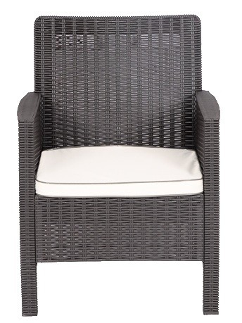 Sillón ADRIATICO, polipropileno marrón chocolate, cojín beige