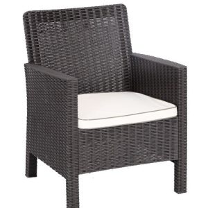 Sillón ADRIATICO, polipropileno marrón chocolate, cojín beige