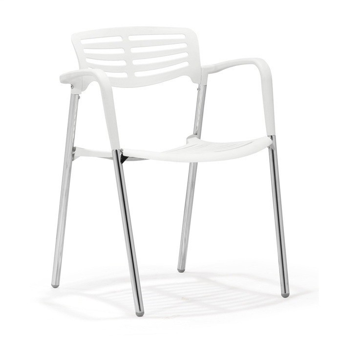Sillón ALBENIZ, cromado, polipropileno blanco