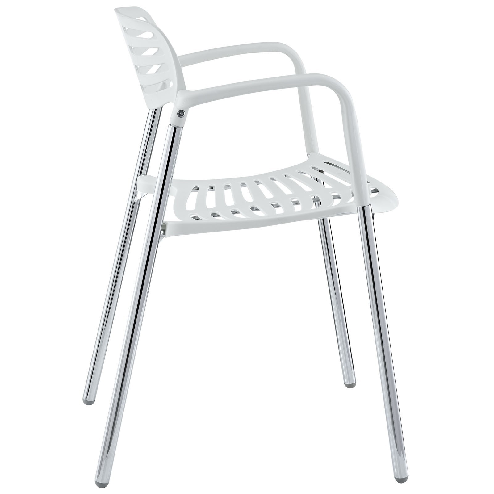 Sillón ALBENIZ, cromado, polipropileno blanco