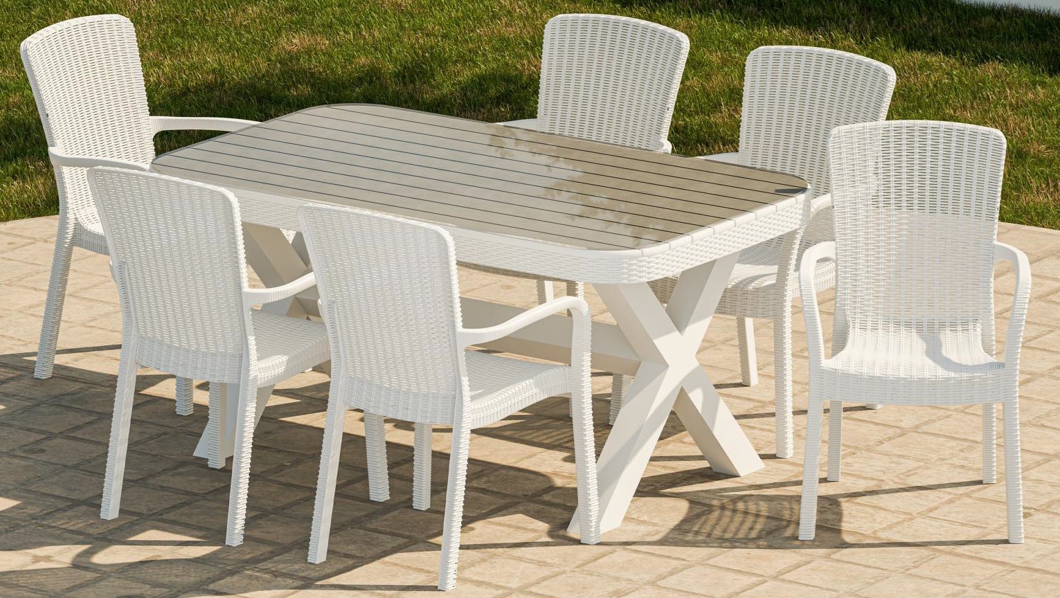 Sillón ARUBA, apilable, polipropileno blanco