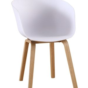 Sillón AWAK, madera curvada, polipropileno blanco