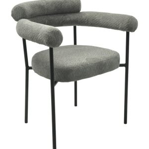 Sillón CERVANTES, metal, tapizado tejido bouclé gris