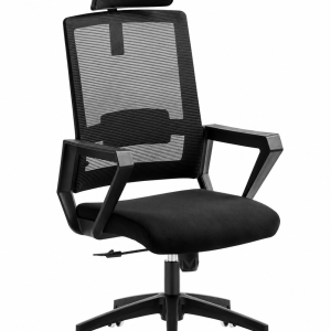 Sillón de oficina ASTON, negro, malla y tejido negro