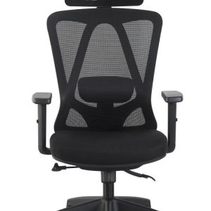 Sillón de oficina CIRAL, alto, negro, malla y asiento negro