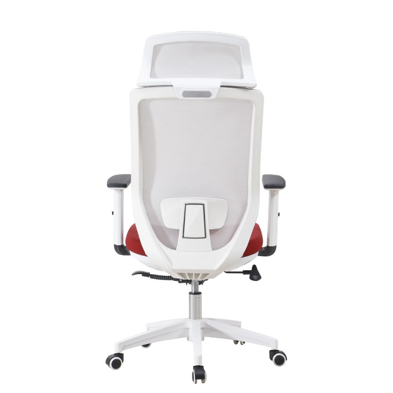 Sillón de oficina CLAYTON, blanco, malla gris, tejido azul claro