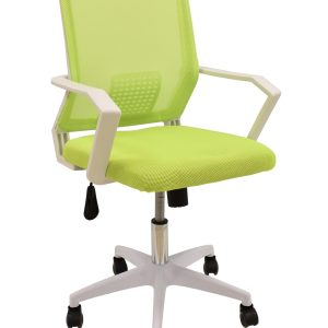Sillón de oficina CLENT, blanco, malla y tejido verde