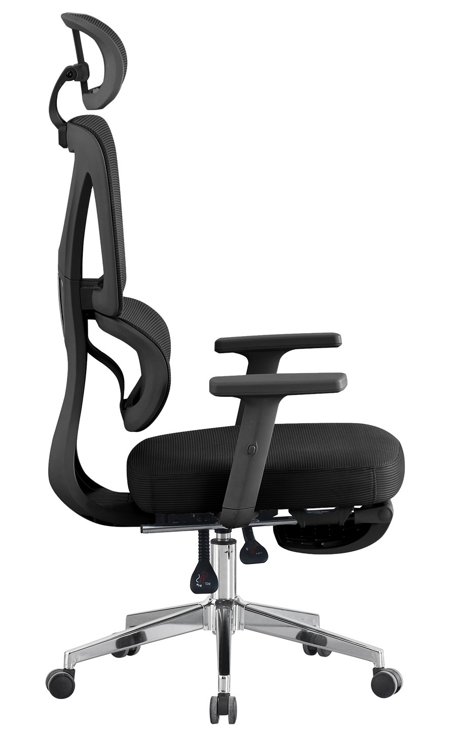 Sillón de oficina DURBUY, alto, ergonómico, negro, malla y asiento negro