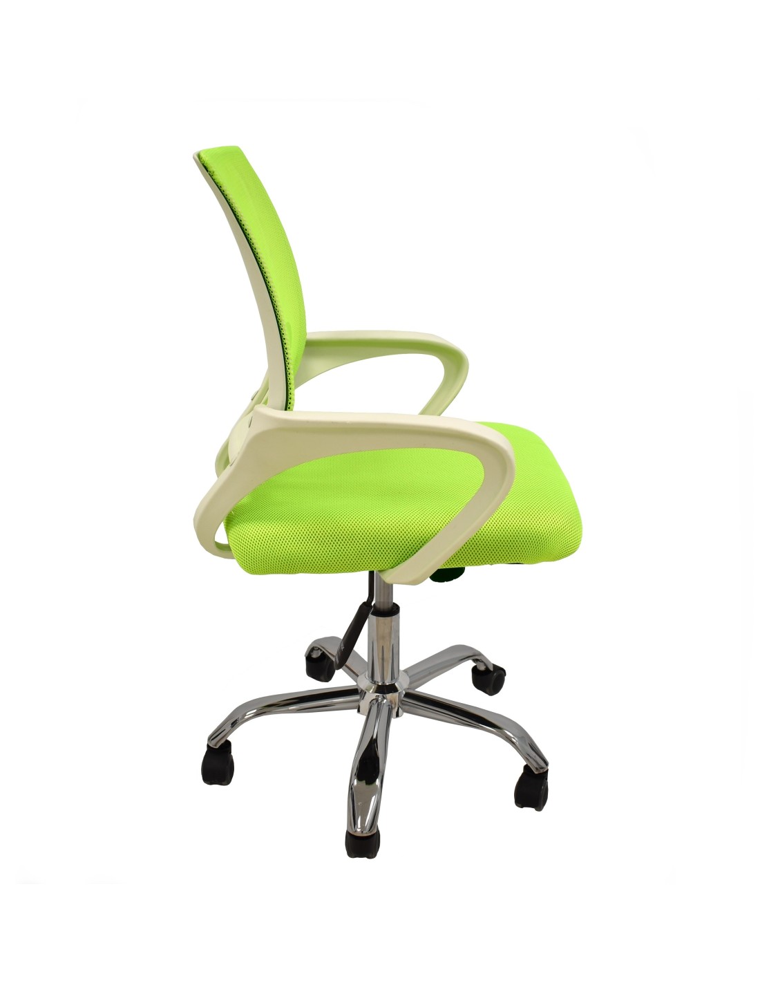 Sillón de oficina FISS NEW (M), blanco, regulación de altura, basculante, malla y tejido verde