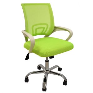 Sillón de oficina FISS NEW (M), blanco, regulación de altura, basculante, malla y tejido verde