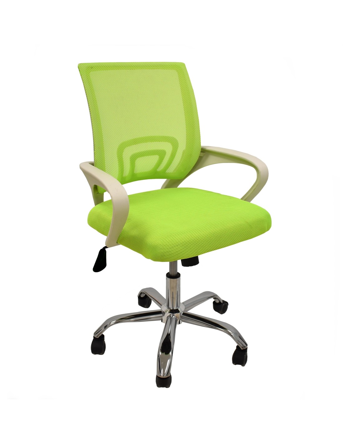 Sillón de oficina FISS NEW (M), blanco, regulación de altura, basculante, malla y tejido verde