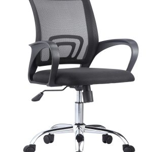 Sillón de oficina FISS NEW (M), negro, basculante, malla y tejido negro