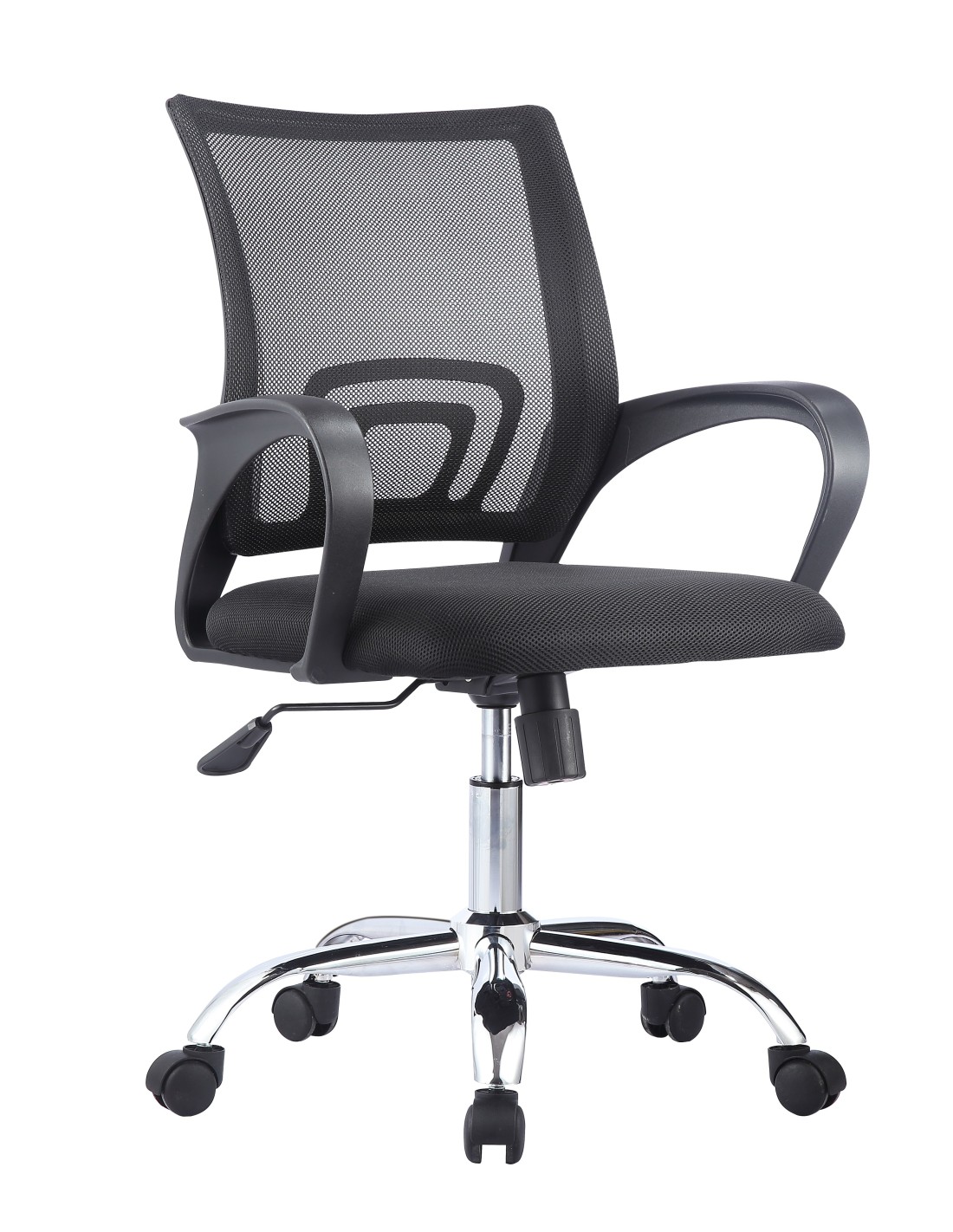Sillón de oficina FISS NEW (M), negro, basculante, malla y tejido negro