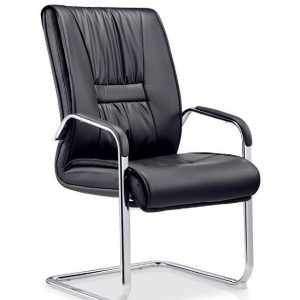 Sillón de oficina FLANDES, fijo de patín, cromado, similpiel negra