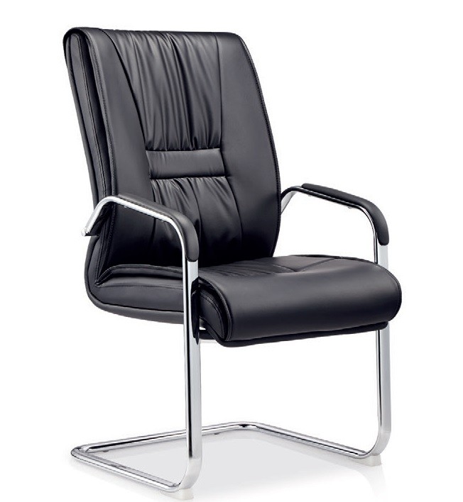 Sillón de oficina FLANDES, fijo de patín, cromado, similpiel negra