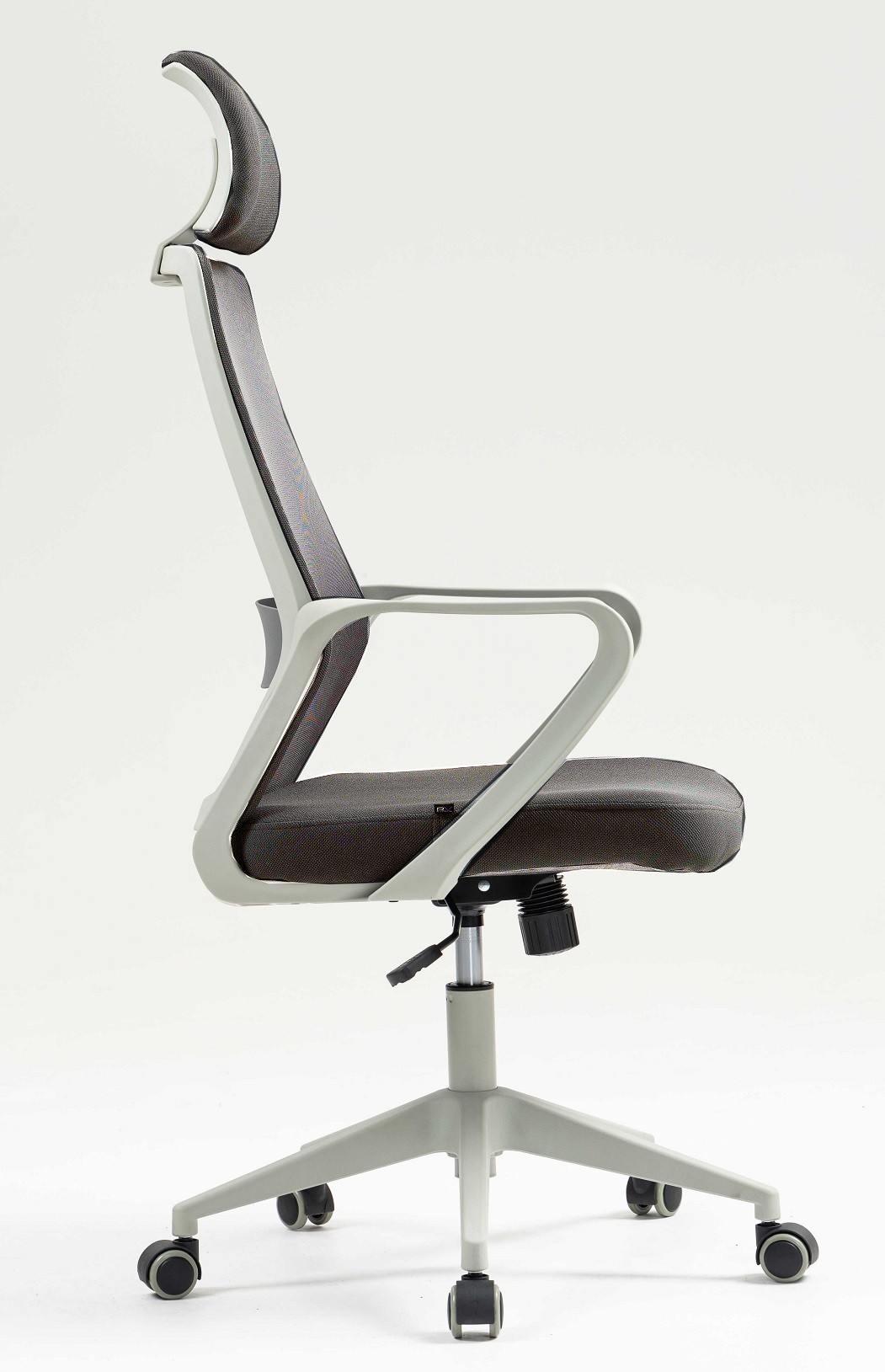Sillón de oficina MARIO, alto, gris, malla y asiento gris