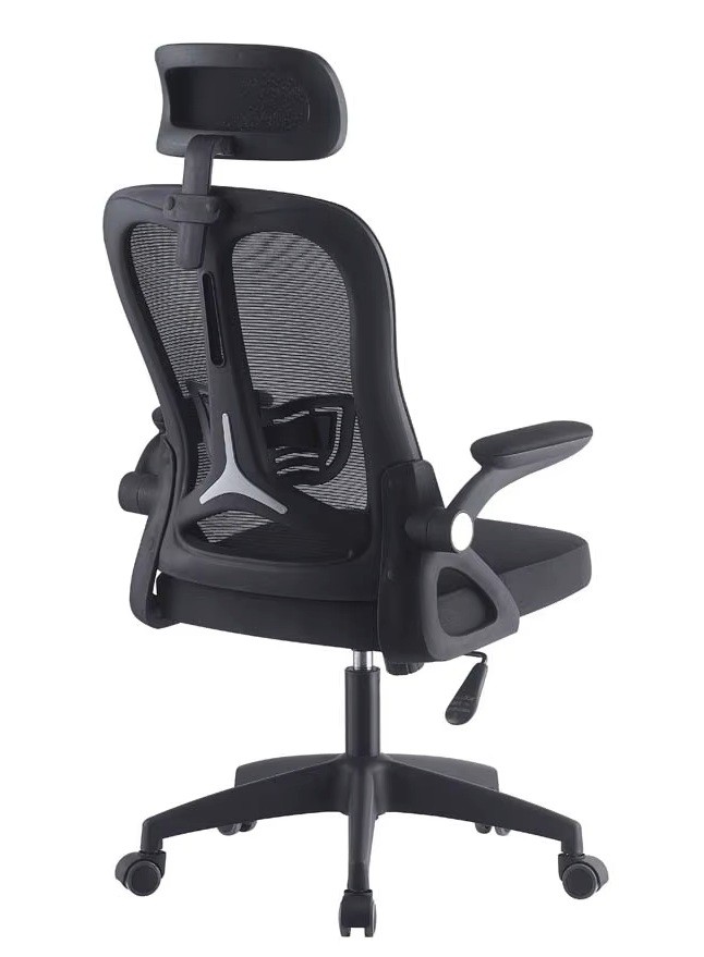 Sillón de oficina ORBEC, alto, negro, malla y asiento negro