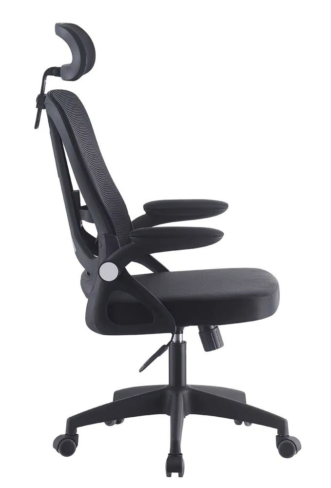 Sillón de oficina ORBEC, alto, negro, malla y asiento negro