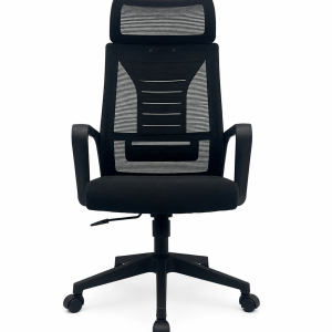 Sillón de oficina UTRECH, alto, negro, malla y tejido negro