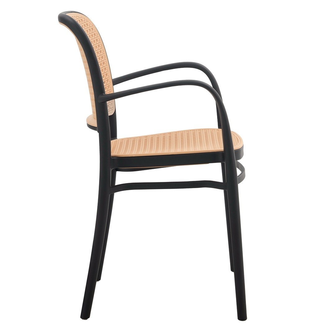 Sillón FUNCHAL 97, apilable, polipropileno negro y beige