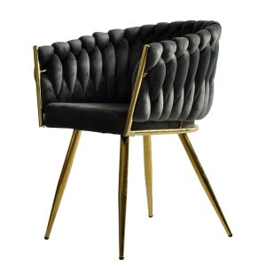Sillón KING, metal dorado, tapizado velvet gris oscuro