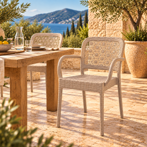 Sillón LATOJA, apilable, polipropileno beige