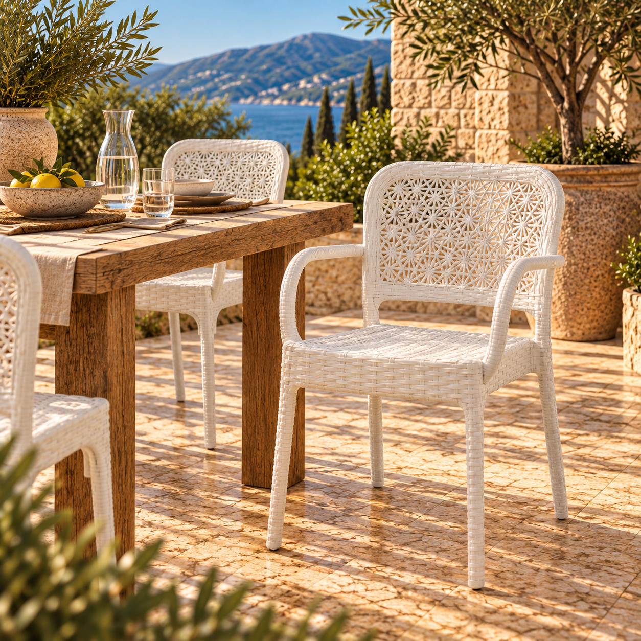 Sillón LATOJA, apilable, polipropileno blanco