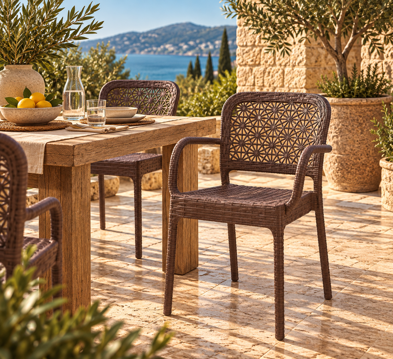 Sillón LATOJA, apilable, polipropileno marrón chocolate