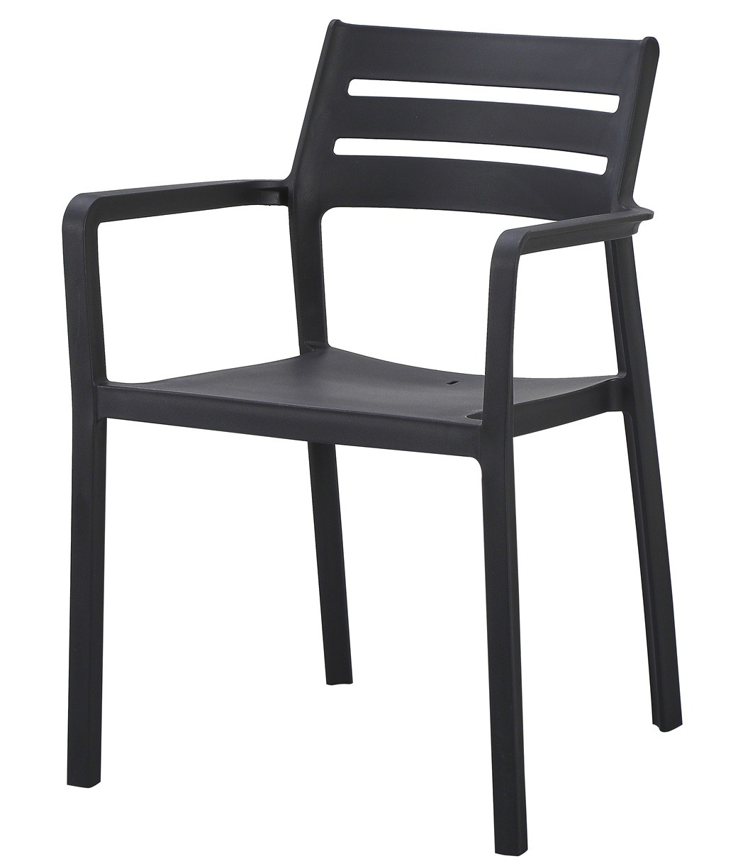 Sillón MADEIRA, apilable, polipropileno negro