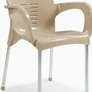 Sillón MIRAMAR, apilable, patas metálicas galvanizadas, polipropileno capuccino