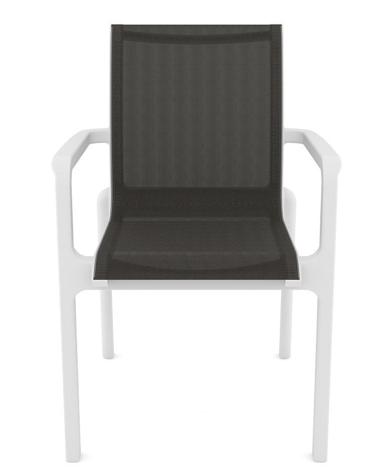 Sillón NEPTUNO, apilable, polipropileno blanco, batyline antracita