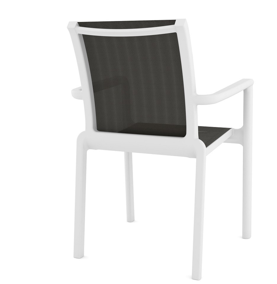 Sillón NEPTUNO, apilable, polipropileno blanco, batyline antracita