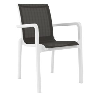 Sillón NEPTUNO, apilable, polipropileno blanco, batyline antracita