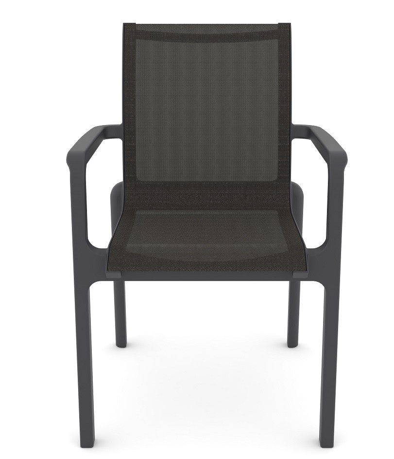 Sillón NEPTUNO, apilable, polipropileno y batyline antracita