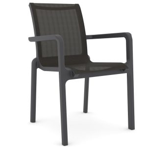 Sillón NEPTUNO, apilable, polipropileno y batyline antracita
