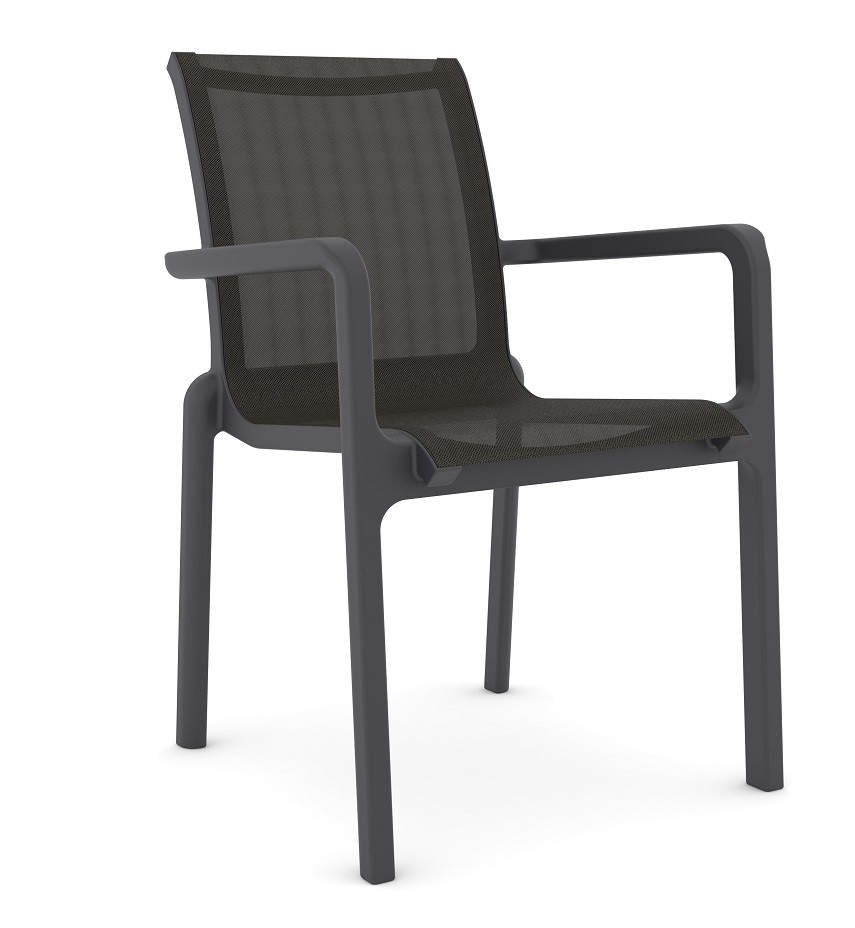 Sillón NEPTUNO, apilable, polipropileno y batyline antracita