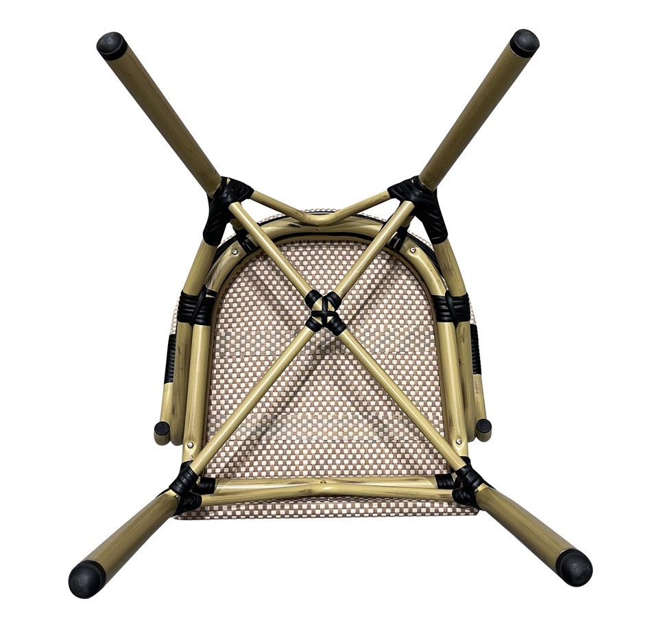 Sillón NERJA, apilable, aluminio, mesh beige y marrón