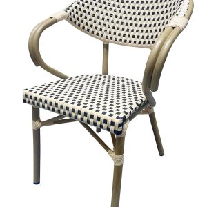 Sillón NERJA, apilable, aluminio, ratán beige y marrón