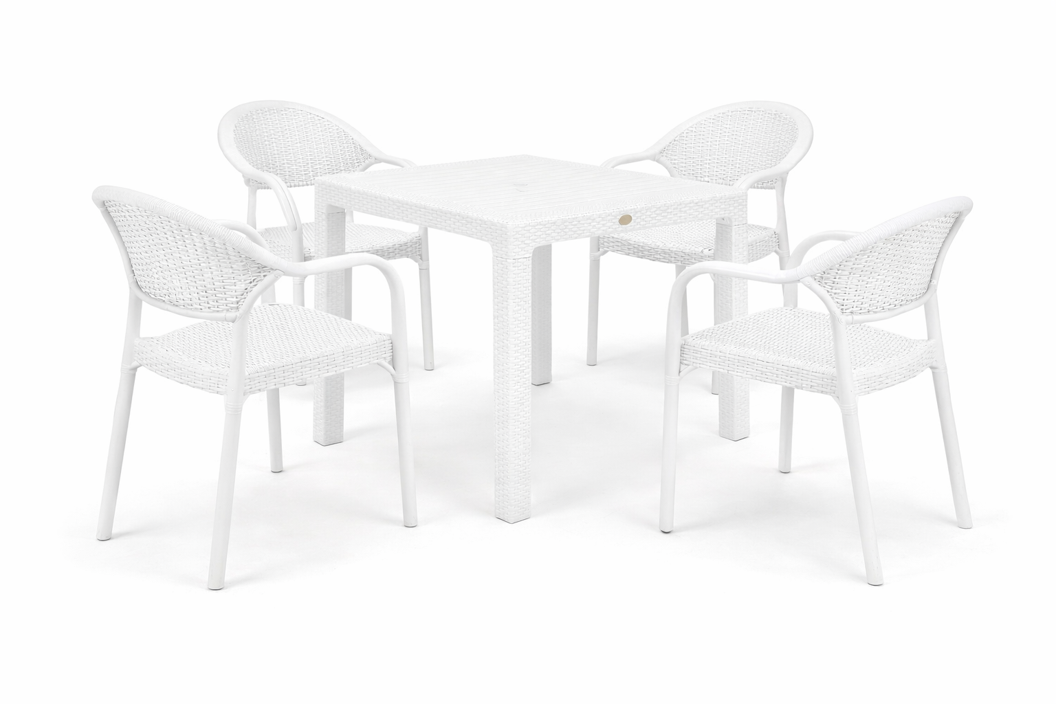 Sillón TORREMOLINOS, apilable, patas metálicas, polipropileno blanco