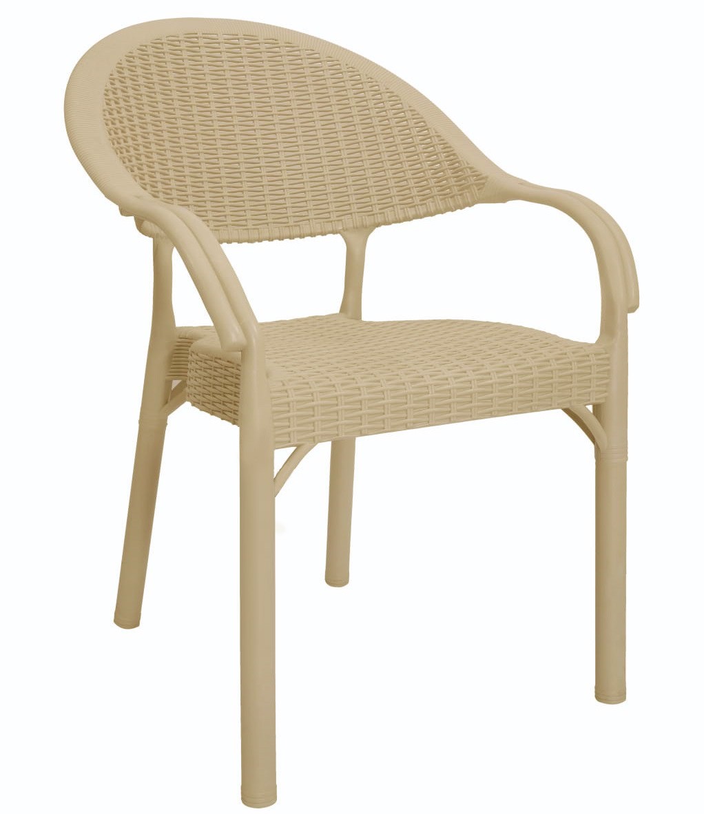 Sillón TORREMOLINOS, apilable, patas metálicas, polipropileno capuccino