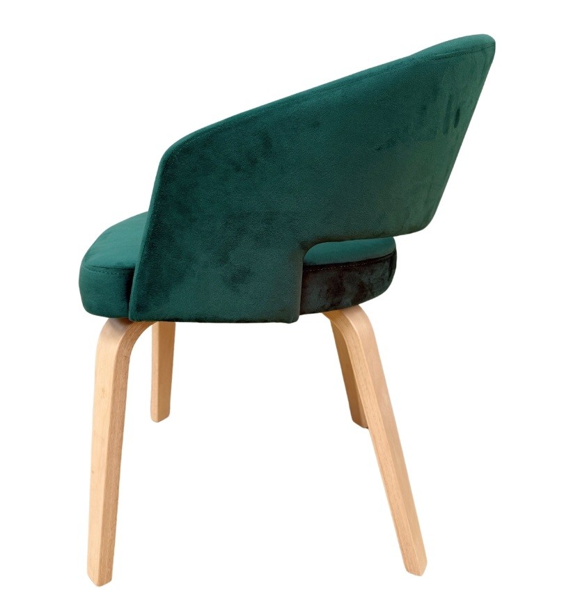 Sillón VISEU, contrachapado de madera de hevea, natural, velvet verde oscuro