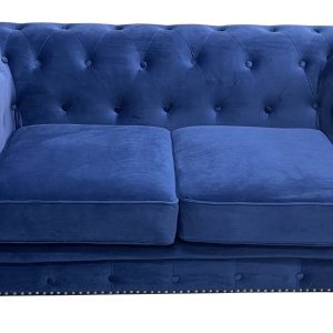 Sofá CHESTER PREMIUM, 2 plazas, tapizado velvet azul navy