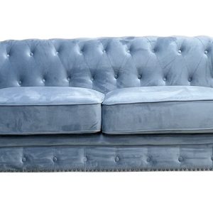 Sofá CHESTER PREMIUM, 2 plazas, tapizado velvet dusky azul