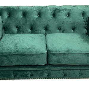 Sofá CHESTER PREMIUM, 2 plazas, tapizado velvet esmeralda