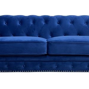Sofá CHESTER PREMIUM, 3 plazas, tapizado velvet azul navy